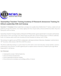 Saamarthya Teachers Training Academy of Research announces Training o_ - tennews