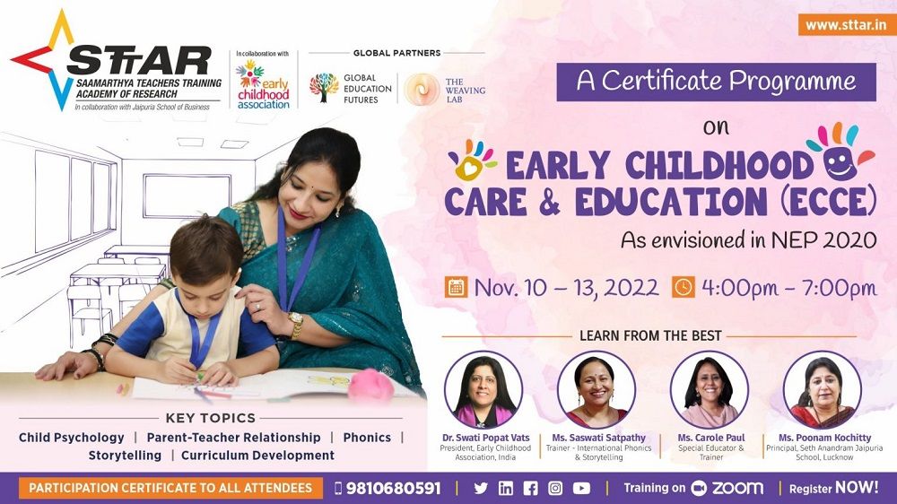 STTAR Certificate Programme on ECCE, Career Boost for Pre-Primary Teachers